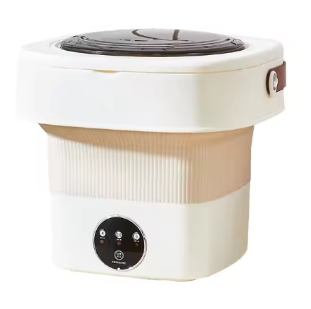 Portable Mini Smart Laundry Machine Semi-Automatic Single Tub with Foldable Basket Bucket Spin Motor Washing & Drying Function
