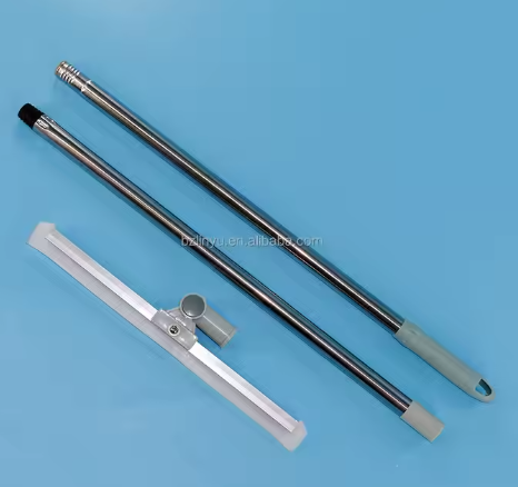High Quality Medium-Size Stainless Steel Silicone Floor Scraper Custom Cleaning Squeegee Plastic Handle Direct Factory Supply