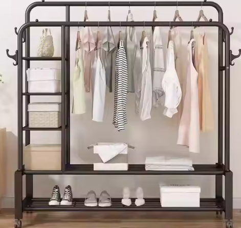 Modern Style Folding Clothes Rack Living Room Furniture for Home Bedroom Balcony Floor Drying Rod Hanging Rod for DryinClothes