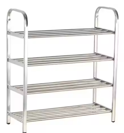 Modern Stainless Steel Expandable Adjustable Shoe Shelf Multi-Layer Standing Type Storage Organizer Rack Cleaning Tools Included
