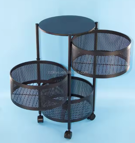 Multi-Layer Movable Metal Rack Organized Utility Cart for Kitchen Living Room Bathroom-for Fruit Vegetables Tools Food Storage