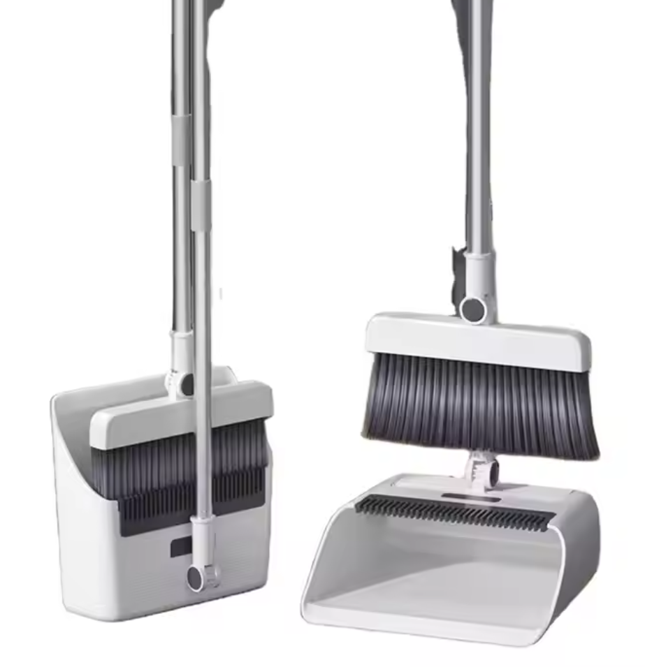-in-1 Foldable Rotating Brush Set Long Handle Broom Dustpan Soft Bristles Cleaning Floor Brushes for Home Kitchen Room Office